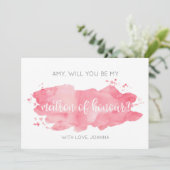 Will You Be My Matron of Honor Waterverf Pink Kaart (Staand voorkant)