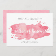 Will You Be My Matron of Honor Waterverf Pink