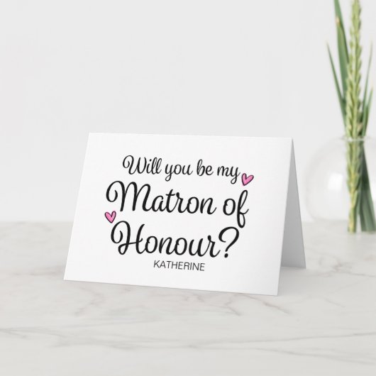 Will You Be My Matron of Honour From Bride Asking Kaart (Voorkant)