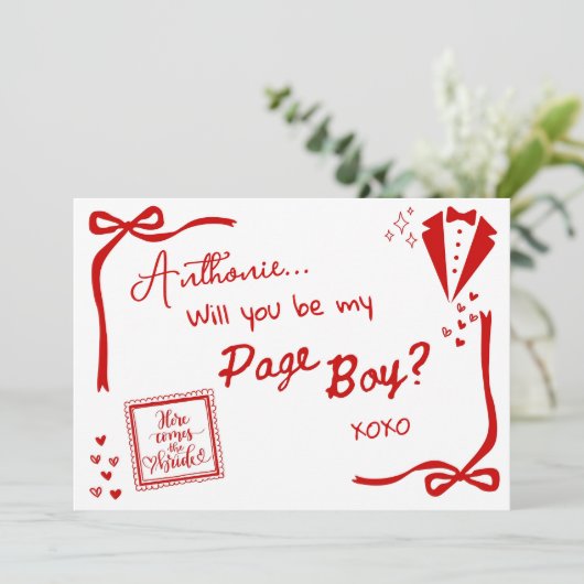 Will you be my Page Boy Card Invitation Kaart (Staand voorkant)