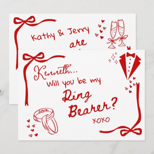 Will you be my Ring Bearer Card Invitation Kaart (Voorkant / Achterkant)