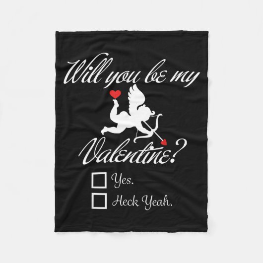Will You Be My Valentine Funny Heart Cud V-day  Fleece Deken (Voorkant)