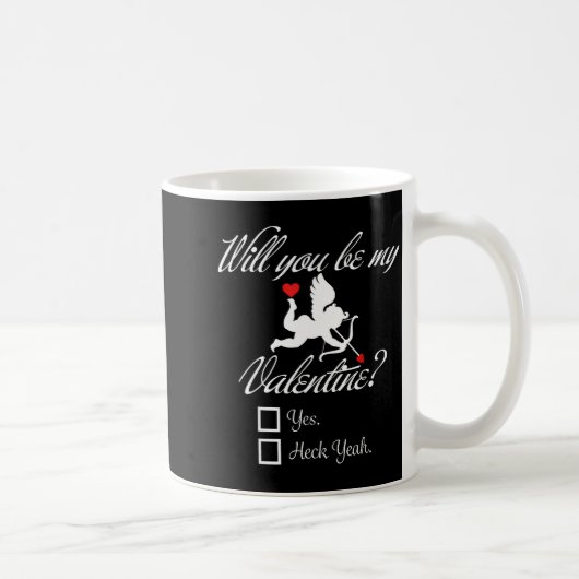 Will You Be My Valentine Funny Heart Cud V-day Koffiemok (Rechts)