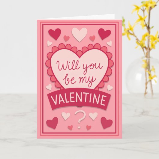 Will You Be My Valentine Greeting Kaart (Gele Bloem)