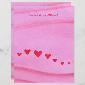 Will you be my Valentine, heart themed stationery Briefhoofd