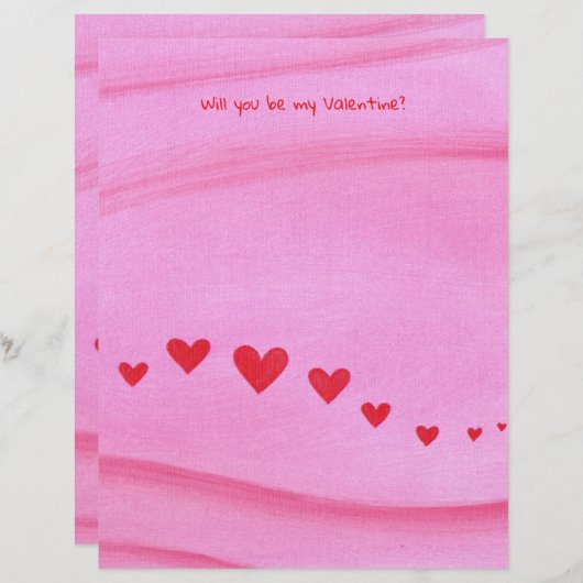 Will you be my Valentine, heart themed stationery Briefhoofd (Voorkant / Achterkant)