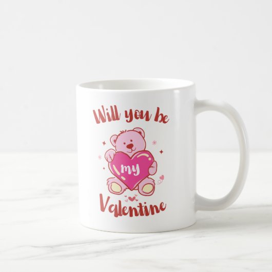 Will you be my valentine koffiemok (Rechts)