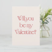 Will You Be My Valentine? Minimal Card Kaart (Staand voorkant)
