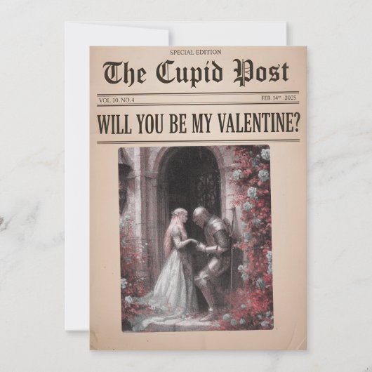 Will You Be My Valentine Newspaper Card Feestdagenkaart (Voorkant)