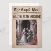 Will You Be My Valentine Newspaper Card Feestdagenkaart (Voorkant / Achterkant)