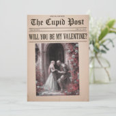 Will You Be My Valentine Newspaper Card Feestdagenkaart (Staand voorkant)