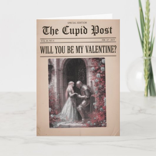 Will You Be My Valentine Newspaper  Feestdagen Kaart (Voorkant)