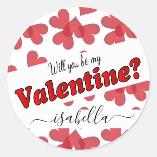 Will You Be My Valentine? | Personalize Ronde Sticker (Voorkant)