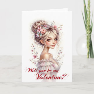 Will You Be My Valentine – Romantic Art Print Kaart