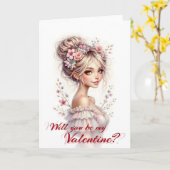 Will You Be My Valentine – Romantic Art Print Kaart (Gele Bloem)