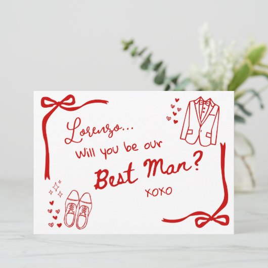 Will you be our Best Man Card Invitation Kaart (Staand voorkant)