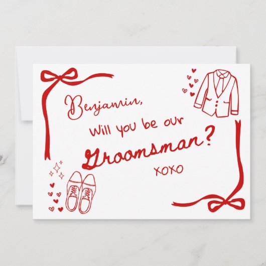 Will you be our Groomsman Card Invitation Kaart (Voorkant)
