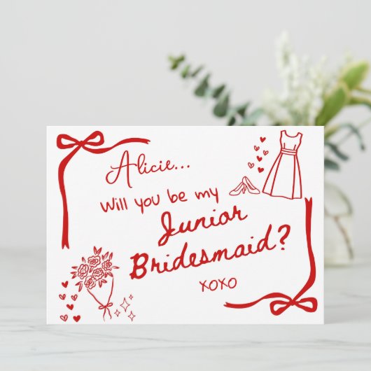 Will you be our Junior Bridesmaid Card Invitation Kaart (Staand voorkant)