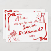 Will you be our Junior Bridesmaid Card Invitation Kaart (Voorkant / Achterkant)