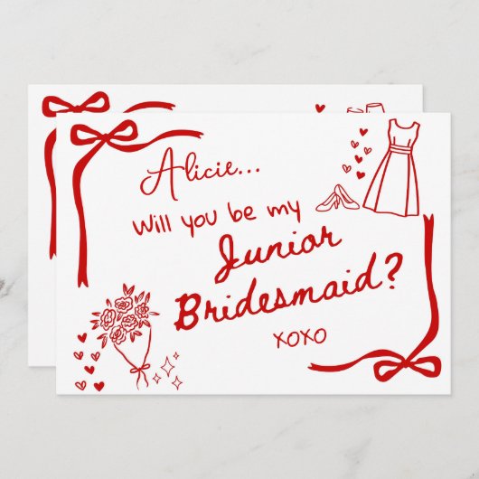 Will you be our Junior Bridesmaid Card Invitation Kaart (Voorkant / Achterkant)