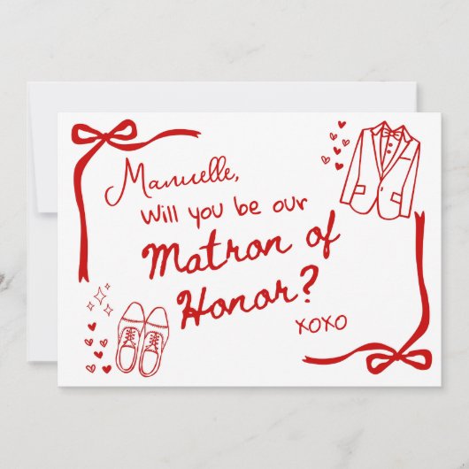 Will you be our Matron of Honor Card Invitation Kaart (Voorkant)