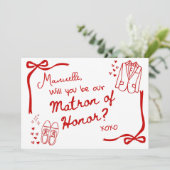 Will you be our Matron of Honor Card Invitation Kaart (Staand voorkant)