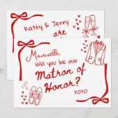 Will you be our Matron of Honor Card Invitation Kaart (Voorkant / Achterkant)