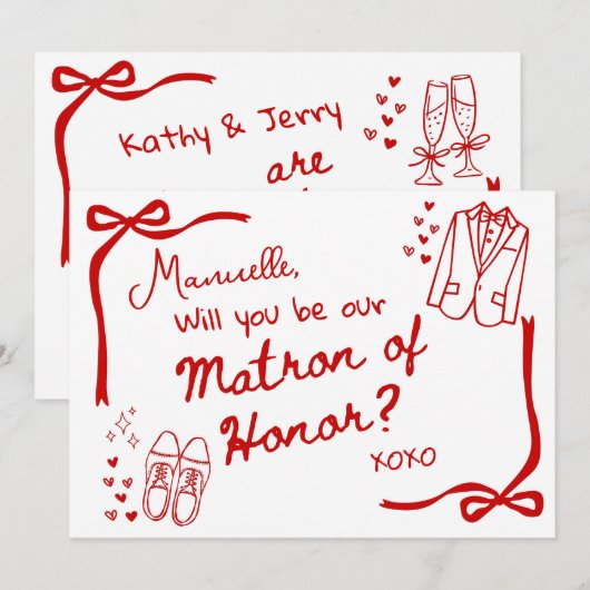 Will you be our Matron of Honor Card Invitation Kaart (Voorkant / Achterkant)