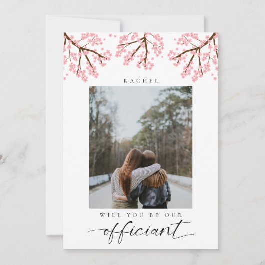 Will you be our Officiant Photo Cherry Blossoms Kaart (Voorkant)