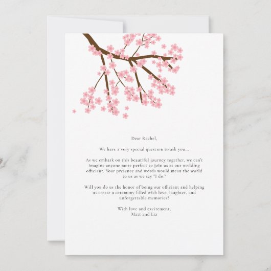Will you be our Officiant Photo Cherry Blossoms Kaart (Achterkant)