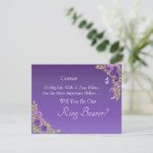 Will You Be Our Ring Bearer? Purple Mauve Flowers  (Staand voorkant)