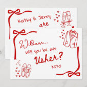 Will you be our Usher Card Invitation Kaart (Voorkant / Achterkant)