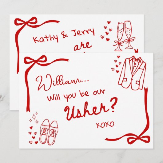 Will you be our Usher Card Invitation Kaart (Voorkant / Achterkant)