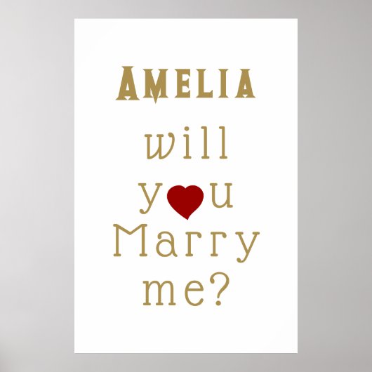 Will you marry me Heart Red Romantic Proposal  Poster (Voorkant)
