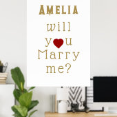 Will you marry me Heart Red Romantic Proposal  Poster (Thuiskantoor)