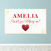 Will you marry me Red Heart Romantic Proposal Canvas Afdruk (Insitu (Houten vloer))