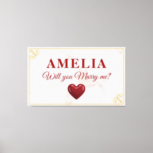 Will you marry me Red Heart Romantic Proposal Canvas Afdruk (Voorkant)