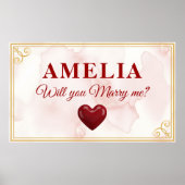 Will you marry me Red Heart Romantic Proposal Poster (Voorkant)