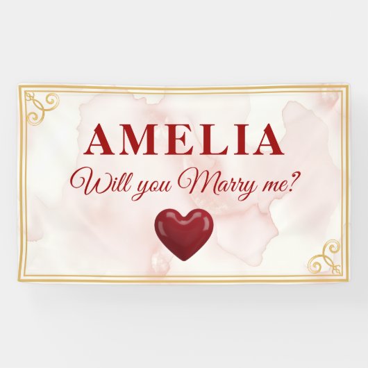 Will you marry me Red Heart Romantic Proposal Spandoek (Horizontaal)