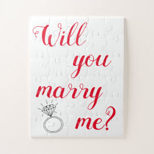 "Will You Marry me?" Red n White engagement Puzzle Legpuzzel