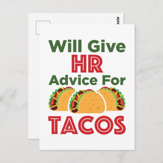 Will zal u adviseren over Tacos Human Resources Briefkaart (Voorkant / Achterkant)