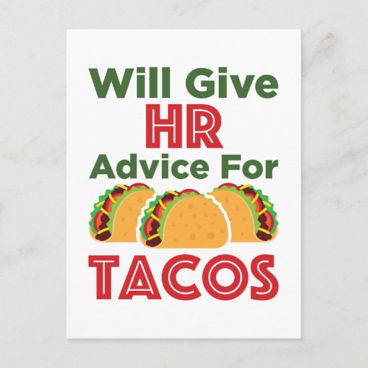 Will zal u adviseren over Tacos Human Resources Briefkaart (Voorkant)