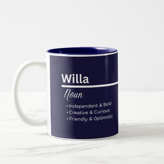Willa Personalized Name Coffee Mug Tweekleurige Koffiemok (Links)