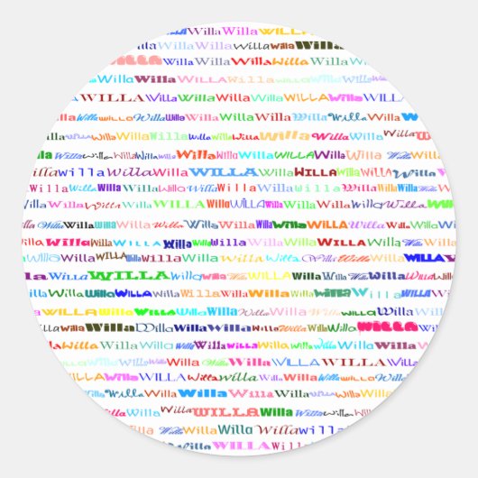 Willa Text Design II Round Sticker (Voorkant)