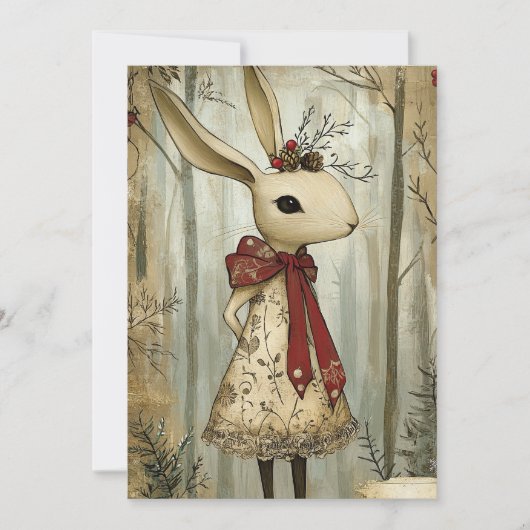 Willa the Rabbit | Woodland Whimsy  Feestdagenkaart (Voorkant)