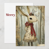 Willa the Rabbit | Woodland Whimsy  Feestdagenkaart (Voorkant / Achterkant)