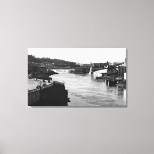 Willamette Herfsten en Paper Mills Oregon City Canvas Afdruk