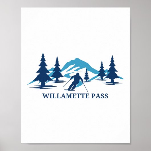 Willamette P Oregon Skigebied Skiën Skiloper Poster (Voorkant)