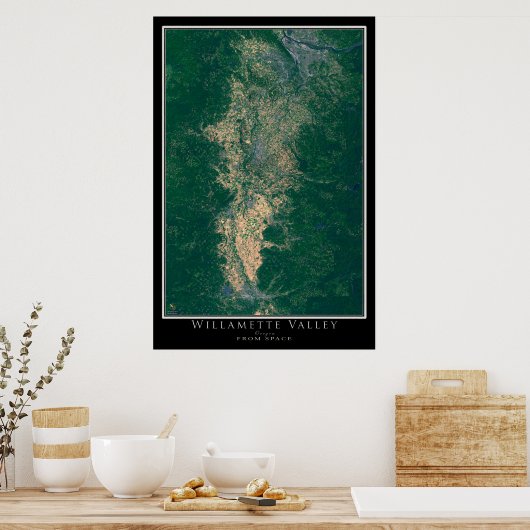 Willamette Valley Oregon Satellite Poster Map (Keuken)