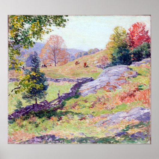 Willard Leroy Metcalf Hillside Pastures September Poster (Voorkant)